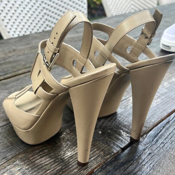 YSL Stiletto Platform Nude Cut Out Sandle Heels 6.5 37 - Picture 10 of 16